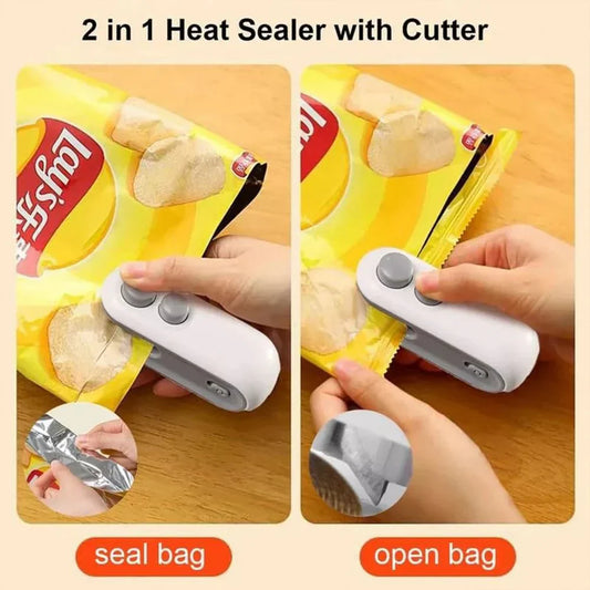 Portable Mini Sealer V2 - 2-in-1 USB-C Rechargeable Heat Sealer & Cutter for Home