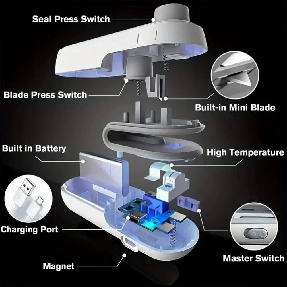 Portable Mini Sealer V2 - 2-in-1 USB-C Rechargeable Heat Sealer & Cutter for Home